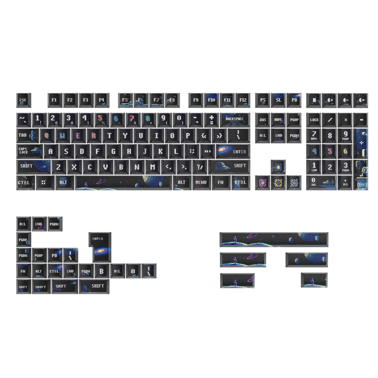 PIIFOX Astro Explorer Pixelated Side-printed OEM Profile Keycap Set 135 Keys
