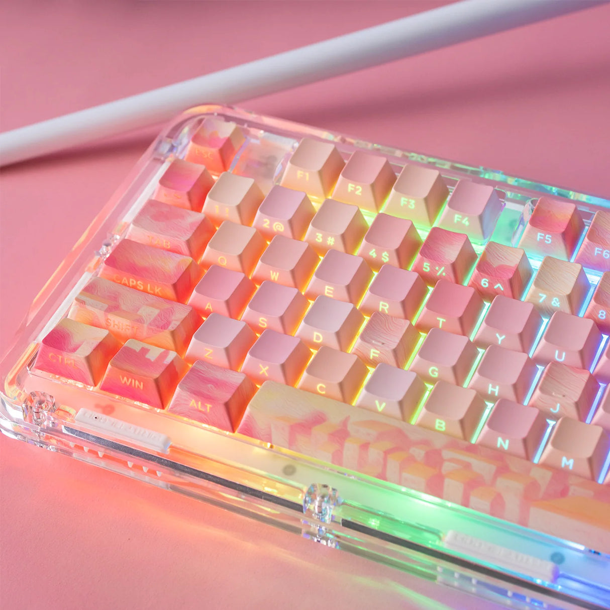 PIIFOX CKC-02 Pink Story Pastel Painting Side-printed OEM Profile Keycap Set 135 Keys