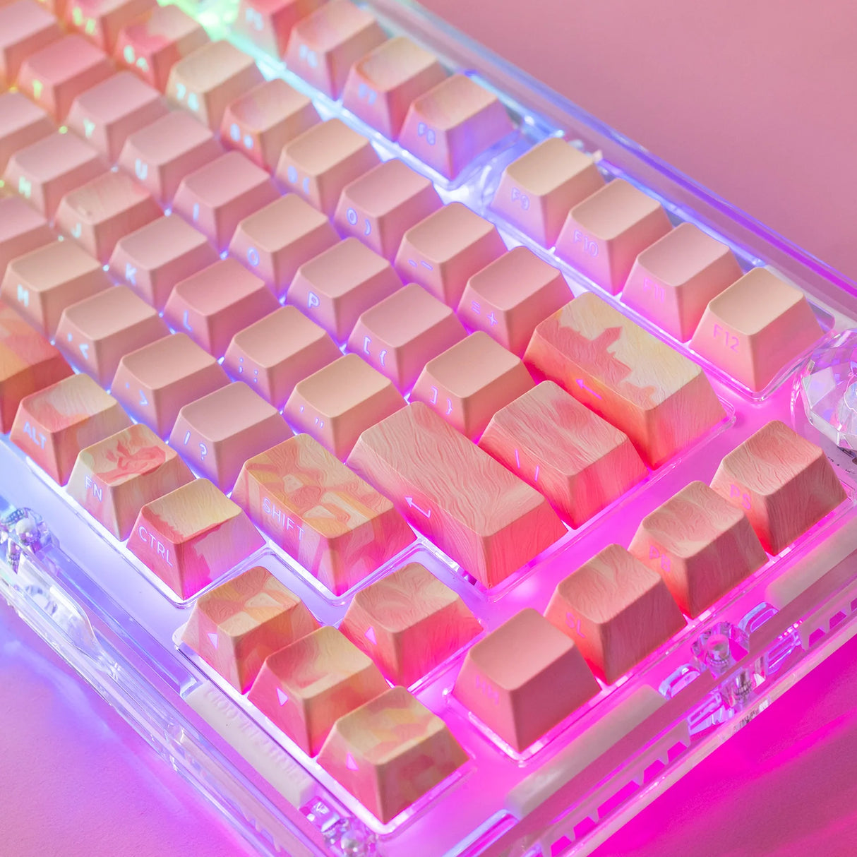 PIIFOX CKC-02 Pink Story Pastel Painting Side-printed OEM Profile Keycap Set 135 Keys