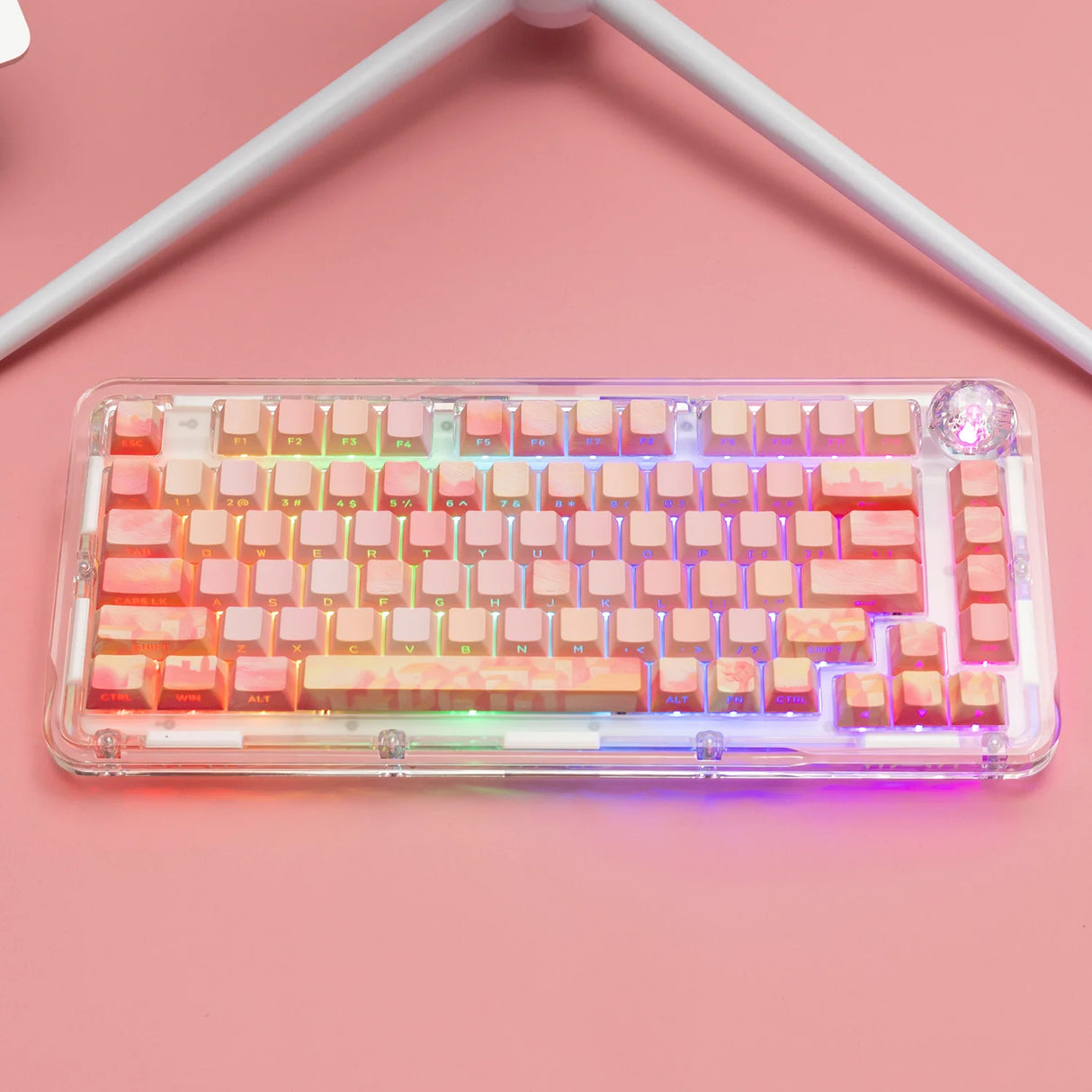 PIIFOX CKC-02 Pink Story Pastel Painting Side-printed OEM Profile Keycap Set 135 Keys